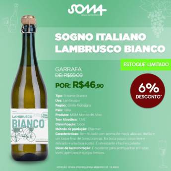 Comprar o produto de Frisante Branco| Sogno Italiano Lambrusco Bianco em Vinhos Tintos em Jundiaí, SP por Solutudo