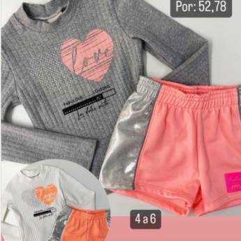 Comprar o produto de Conjunto de camiseta manga longa e shorts para menina em Conjuntos Infantis em Foz do Iguaçu, PR por Solutudo