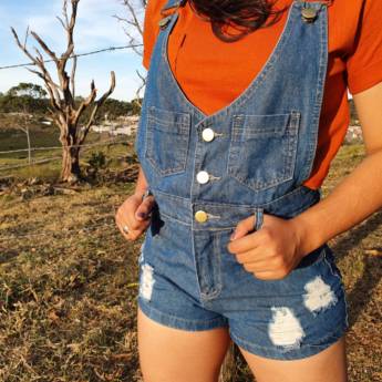 Comprar o produto de Jardineira Short Jeans em Roupas Femininas em Hortolândia, SP por Solutudo