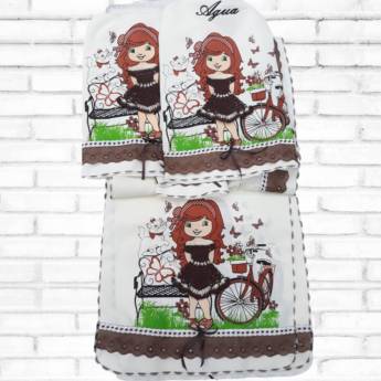 Comprar o produto de Jogo de Cozinha 6 Peças com Bordado em Crochê e Bordado Inglês em Mesas para Cozinha em Osasco, SP por Solutudo