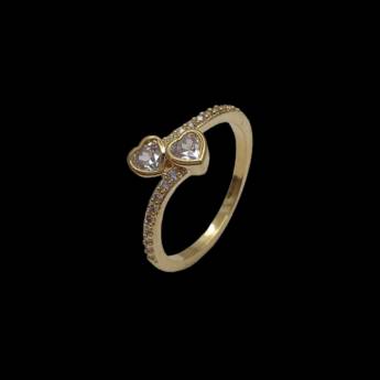 Comprar o produto de Anel 2 corações com pedras de zircônia em Anéis em Bauru, SP por Solutudo