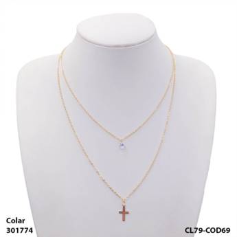 Comprar o produto de Colar Duplo Elo Solitário em Colares em Bauru, SP por Solutudo