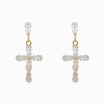 Comprar o produto de Brinco cruz Zircônia em Brincos em Bauru, SP por Solutudo
