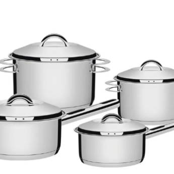 Comprar o produto de Jogo de Panelas Inox 4 peças Solar - Tramontina em Jogos de Panelas pela empresa Casa Vitória em Foz do Iguaçu, PR por Solutudo