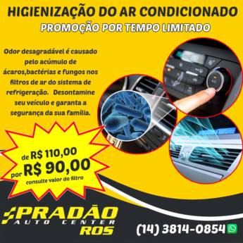 Comprar produto Higienização de Ar Condicionado em Oficinas Mecânicas para Carros pela empresa Pradão Auto Center em Botucatu, SP