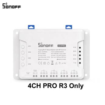 Comprar o produto de SONOFF 4CH PRO R3 - DIY - Interruptor inteligente, WI-FI, RF 433.92MHZ, 4 CANAIS  em Automação Residencial em Bauru, SP por Solutudo