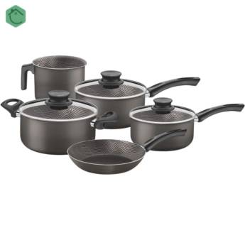 Comprar o produto de Jogo de Panelas Antiaderente 5 peças Paris Chumbo - Tramontina em Jogos de Panelas pela empresa Casa Vitória em Foz do Iguaçu, PR por Solutudo