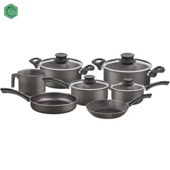 Comprar o produto de Jogo de Panelas Antiaderente 7 peças Paris Chumbo - Tramontina em Jogos de Panelas pela empresa Casa Vitória em Foz do Iguaçu, PR por Solutudo