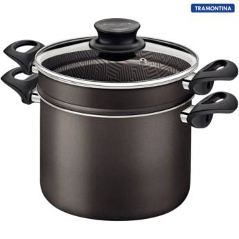 Comprar o produto de Cozi-Vapore Antiaderente 22cm Paris Chumbo - Tramontina em Panelas pela empresa Casa Vitória em Foz do Iguaçu, PR por Solutudo