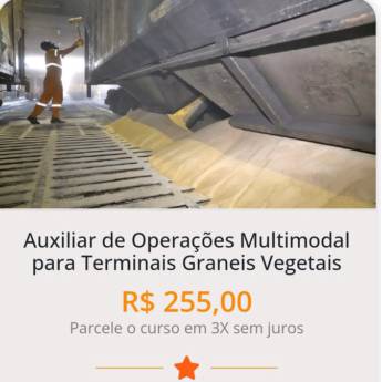 Comprar o produto de Auxiliar de Operações Multimodal para Terminais Graneis Vegetais em Terminais Portuários em Santos, SP por Solutudo