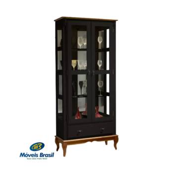 Comprar o produto de Cristaleira Linz com Espelho e LED 2 Portas 1 Gaveta e Laterais em Vidro Preto em Bares e Cristaleiras em Foz do Iguaçu, PR por Solutudo