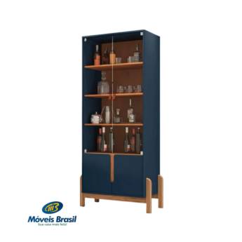 Comprar o produto de Cristaleira Casa D Lizz Azul Cobalto/Cedro em Bares e Cristaleiras em Foz do Iguaçu, PR por Solutudo
