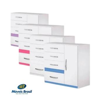 Comprar o produto de Cômoda Moval Venus 70704 Branco/Rosa/Azul/Lilás em Cômoda em Foz do Iguaçu, PR por Solutudo