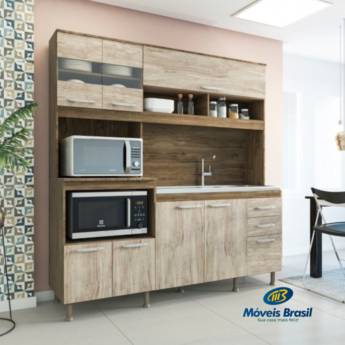 Comprar o produto de Cozinha Salmar Assunção C/F Castanho/Perolado em Cozinhas Completas em Foz do Iguaçu, PR por Solutudo
