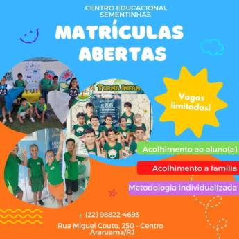 Comprar o produto de Educação e Ensino em Araruama - Excelência e Inovação no CES - Centro Educacional Sementinhas, Araruama/RJ em Colégios e Escolas em Araruama, RJ por Solutudo