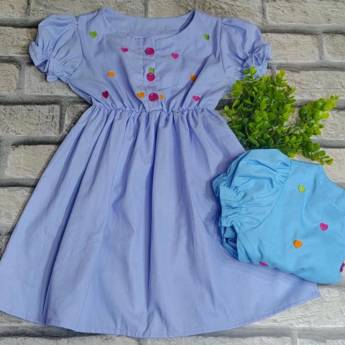 Comprar o produto de Vestido infantil azul com detalhes  em Vestidos em Foz do Iguaçu, PR por Solutudo