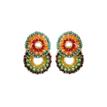 Comprar o produto de Brinco de Crochê Duo Argolas Colorido em Joias e Bijuterias em Jundiaí, SP por Solutudo