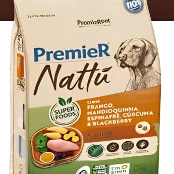 Comprar o produto de PremieR Nattu Cães Adultos Frango, Mandioquinha, Espinafre, Cúrcuma & Blackberry em Casas de Ração em Botucatu, SP por Solutudo
