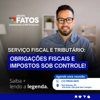 Comprar o produto de Planejamento Tributário em São José dos Campos – Reduza Impostos e Garanta Conformidade com o Grupo Fatos em Contabilidade pela empresa Grupo Fatos Contabilidade  Empresarial em São José dos Campos, SP por Solutudo