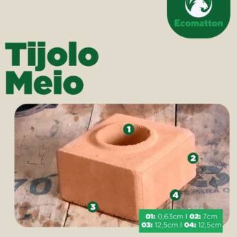 Comprar o produto de Tijolo Meio 12,5x12,5x7cm da Ecomatton - Precisão em Acabamento e Sustentabilidade em Tijolos Ecológicos em Avaré, SP por Solutudo