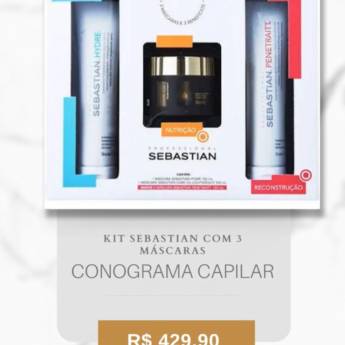 Comprar produto Kit Sebastian com 3 Máscaras - Cronograma capilar  em Shampoos e Condicionadores pela empresa Studio Soul Beauty  em Mineiros, GO