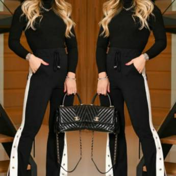 Comprar o produto de Calça Tracker P&B de Viscose ( Semelhante a essa Disponível no Tamanho: 44 - 46 - 48 e 50/52) em Roupas e Acessórios em Bauru, SP por Solutudo