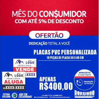 Comprar o produto de Placas PVC Personalizada (10 peças 50x40cm) • R$400,00 em Ofertas em Atibaia, SP por Solutudo