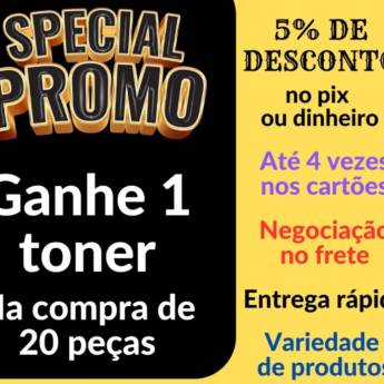 Comprar o produto de Promoção: Na compra de 20 peças, ganhe um Toner! em Cartuchos Jato de Tinta em Bauru, SP por Solutudo Comprar o produto de Promoção: Na compra de 20 peças, ganhe um Toner! em Cartuchos Jato de Tinta em Bauru, SP por Solutudo