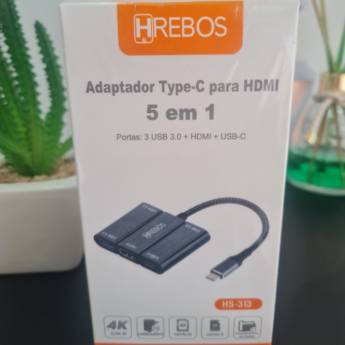 Comprar o produto de Adaptador Type-C para HDMI 5 em 1 HREBOS - Conectividade Versátil em Alexânia em Assistência Técnica pela empresa iPower Tech em Alexânia, GO por Solutudo