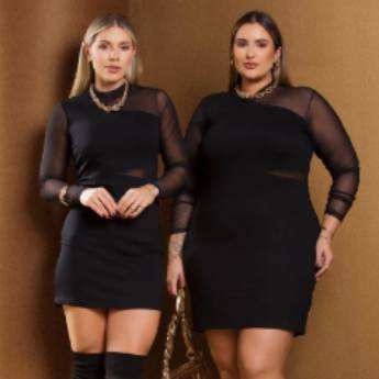 Comprar o produto de VESTIDO COM DETALHE EM TULE  em Roupas Femininas em Americana, SP por Solutudo