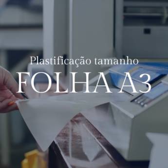 Comprar o produto de Plastificação em A3 em Bauru em Gráficas e Impressão em Bauru, SP por Solutudo