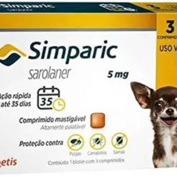 Comprar o produto de Simparic 5mg: Proteção Eficaz Contra Pulgas e Carrapatos para Cães de Pequeno Porte - São Manuel, SP em Casas de Ração em São Manuel, SP por Solutudo