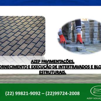 Comprar o produto de AZEP Pavimentações, Fornecimento e Execução de Intertravados e Blocos Estruturais em Pavimentação de piso intertravado em Campos dos Goytacazes, RJ por Solutudo Comprar o produto de AZEP Pavimentações, Fornecimento e Execução de Intertravados e Blocos Estruturais em Pavimentação de piso intertravado em Campos dos Goytacazes, RJ por Solutudo