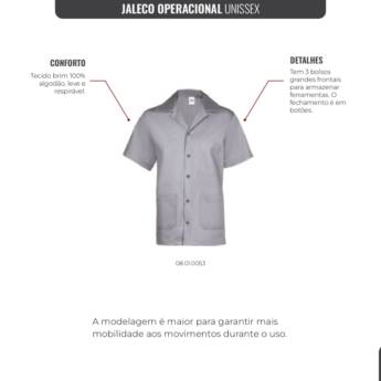 Comprar o produto de Jaleco Operacional Unissex  em Uniformes em Botucatu, SP por Solutudo