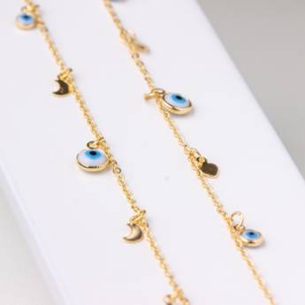 Comprar o produto de Tornozeleira Olho Grego e Estrela – Proteção e Elegância em São Manuel em Semijoias em São Manuel, SP por Solutudo