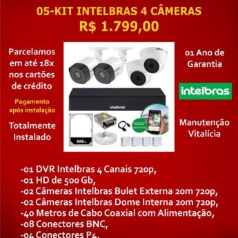 Comprar o produto de Kit Intelbras 4 Câmeras: Segurança Completa com Instalação em Brasília, DF em Segurança e Monitoramento em Brasília, DF por Solutudo