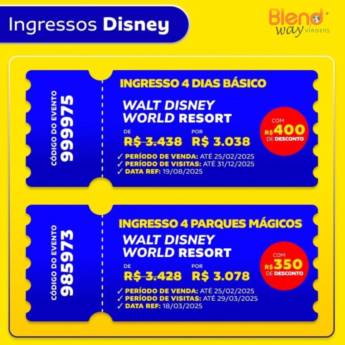 Comprar o produto de Ofertas Imperdíveis de Ingressos para a Disney com a Blend Way Viagens em Mineiros! em Ofertas: Hotéis e Viagens pela empresa Blend Way Viagens em Mineiros, GO por Solutudo