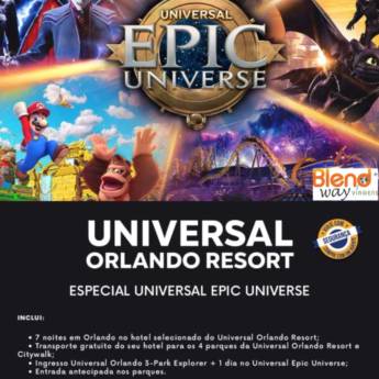 Comprar o produto de Explore a Universal Epic Universe com a Blend Way Viagens em Mineiros! em Ofertas: Hotéis e Viagens pela empresa Blend Way Viagens em Mineiros, GO por Solutudo