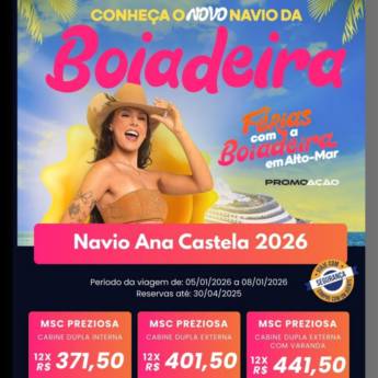 Comprar o produto de Modão Sobre as Ondas – Navio Boiadeira 2026 em Ofertas: Hotéis e Viagens em Mineiros, GO por Solutudo Comprar o produto de Modão Sobre as Ondas – Navio Boiadeira 2026 em Ofertas: Hotéis e Viagens em Mineiros, GO por Solutudo