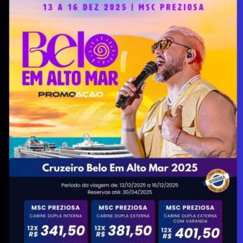 Comprar o produto de Canta, Belo! Cruzeiro da Emoção 2025 em Ofertas: Hotéis e Viagens em Mineiros, GO por Solutudo Comprar o produto de Canta, Belo! Cruzeiro da Emoção 2025 em Ofertas: Hotéis e Viagens em Mineiros, GO por Solutudo