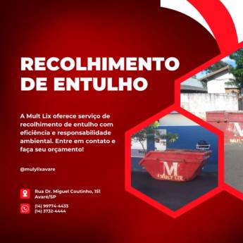 Comprar o produto de Remoção de Entulho em Avaré com Rapidez, Regularização e Sustentabilidade em Limpeza de Obra e Caçamba em Avaré, SP por Solutudo Comprar o produto de Remoção de Entulho em Avaré com Rapidez, Regularização e Sustentabilidade em Limpeza de Obra e Caçamba em Avaré, SP por Solutudo