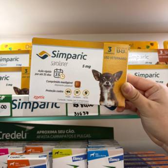 Comprar o produto de Carrapaticida Simparic 1,3 a 2,5 kg 5mg - Melhor preço em Comprimidos Antipulgas em Mineiros, GO por Solutudo