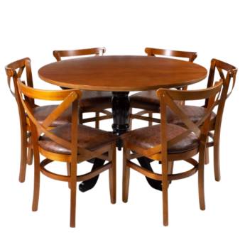 Comprar o produto de Jogo Mesa Redonda com 6 Cadeiras Xangai em Cadeiras e Mesas pela empresa Cirineu Móveis em Foz do Iguaçu, PR por Solutudo