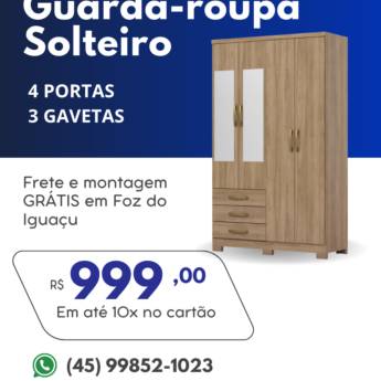 Comprar o produto de Guarda-roupa Solteiro - 4 portas e 3 gavetas em Guarda Roupas em Foz do Iguaçu, PR por Solutudo