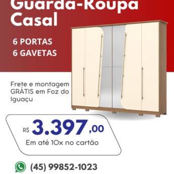 Comprar o produto de Guarda-Roupa Casal - 6 Portas 6 Gavetas em Guarda Roupas em Foz do Iguaçu, PR por Solutudo