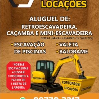 Comprar o produto de Aluguel de Retroescavadeira no Guarujá em Locação e Comércio de Máquinas pela empresa Cortopassi Locações - Caçambas e Mini-Escavadeiras em Guarujá, SP por Solutudo