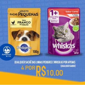 Comprar o produto de Super Ofertas: Sachês Whiskas e Pedigree em Promoção, Leve Mais e Pague Menos! em Ofertas em Mineiros, GO por Solutudo Comprar o produto de Super Ofertas: Sachês Whiskas e Pedigree em Promoção, Leve Mais e Pague Menos! em Ofertas em Mineiros, GO por Solutudo