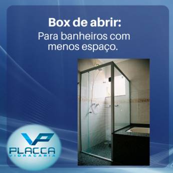 Comprar o produto de Box de Abrir – Praticidade e Elegância para Seu Banheiro em Lençóis Paulista/SP em Vidros pela empresa Vidraçaria Placca em São Manuel, SP por Solutudo