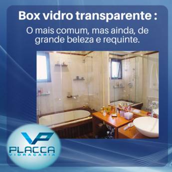 Comprar o produto de Box Vidro Transparente – Elegância e Funcionalidade em Lençóis Paulista/SP em Vidros pela empresa Vidraçaria Placca em São Manuel, SP por Solutudo