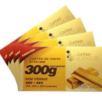 Comprar o produto de Cartões de Visita Gold Master Papel Ouro 300G / Sem Verniz em Cartão de Visita pela empresa Public Gráfica e Brindes em Ribeirão Preto, SP por Solutudo